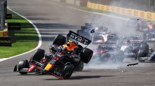 Perez Leclerc Mexico start crash